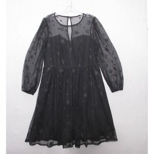Torrid Dress 12‎ Black Star Mesh Skater Whimsigoth Sheer Celestial Grunge Edgy